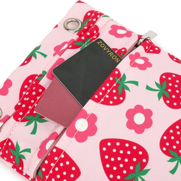 Stylish Adjustable Strap Crossbody Bag with Strawberry Print & Zipper Closure - Picture 3 of 9